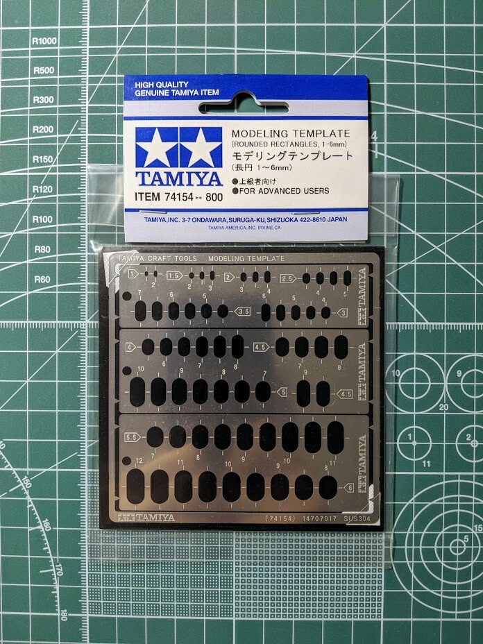 Tamiya MODELING TEMPLATE (ROUNDED RECTANGLES, 1-6mm) 74154