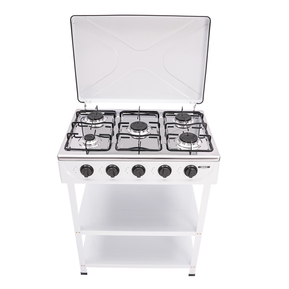 Propane Gas Stove with 5 High-Efficiency Burners, Independent Control Knobs,