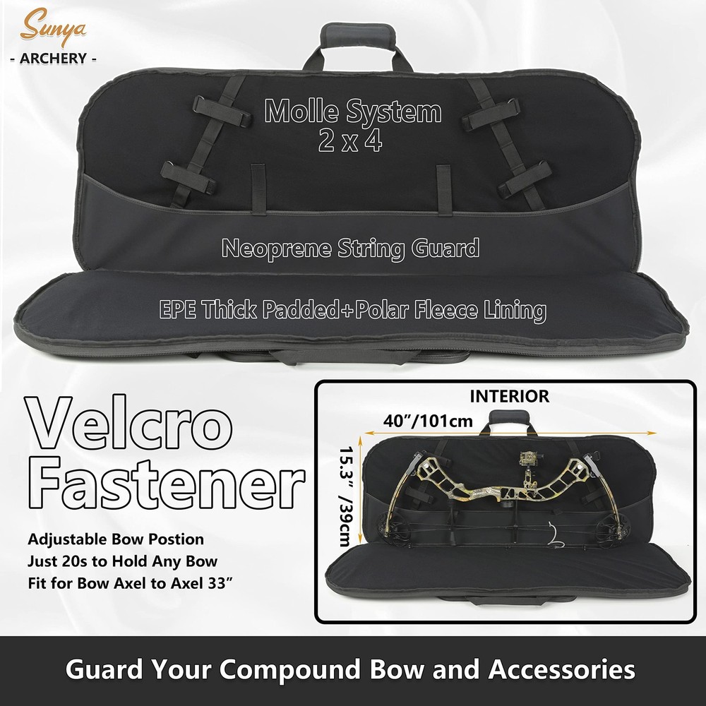 SUNYA Compound Bow Case with Molle System - Neoprene Bow String Protection P...