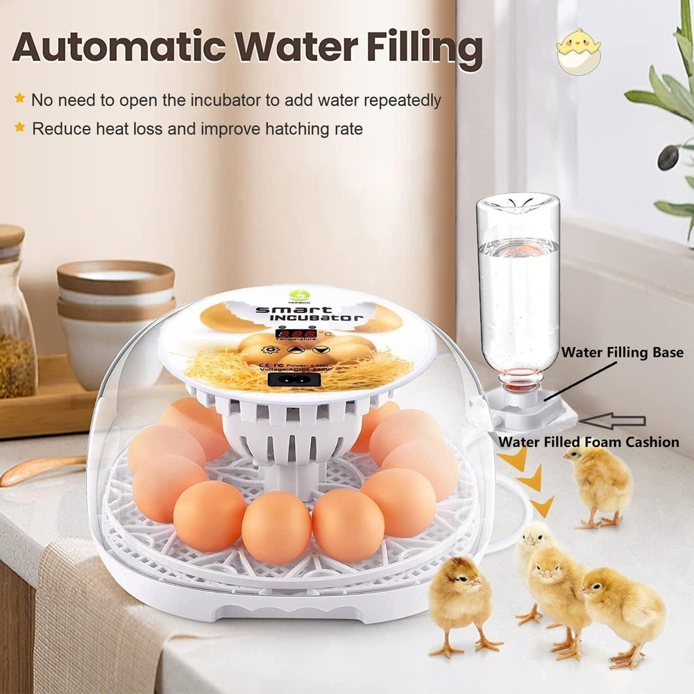 Incubators for Hatching Eggs 12 Egg Incubator with Automatic Egg Turning