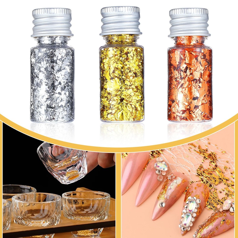 6Pcs Decorative Gold Leaf, Multifunction Flakes Cake Decoration Baking...