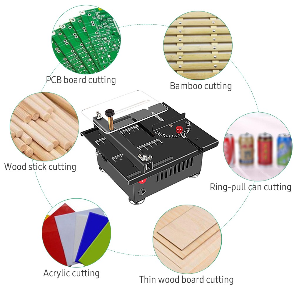 Multifunctional Mini Table Saw Speed Angle Adjustable for Wood Plastic Cutting