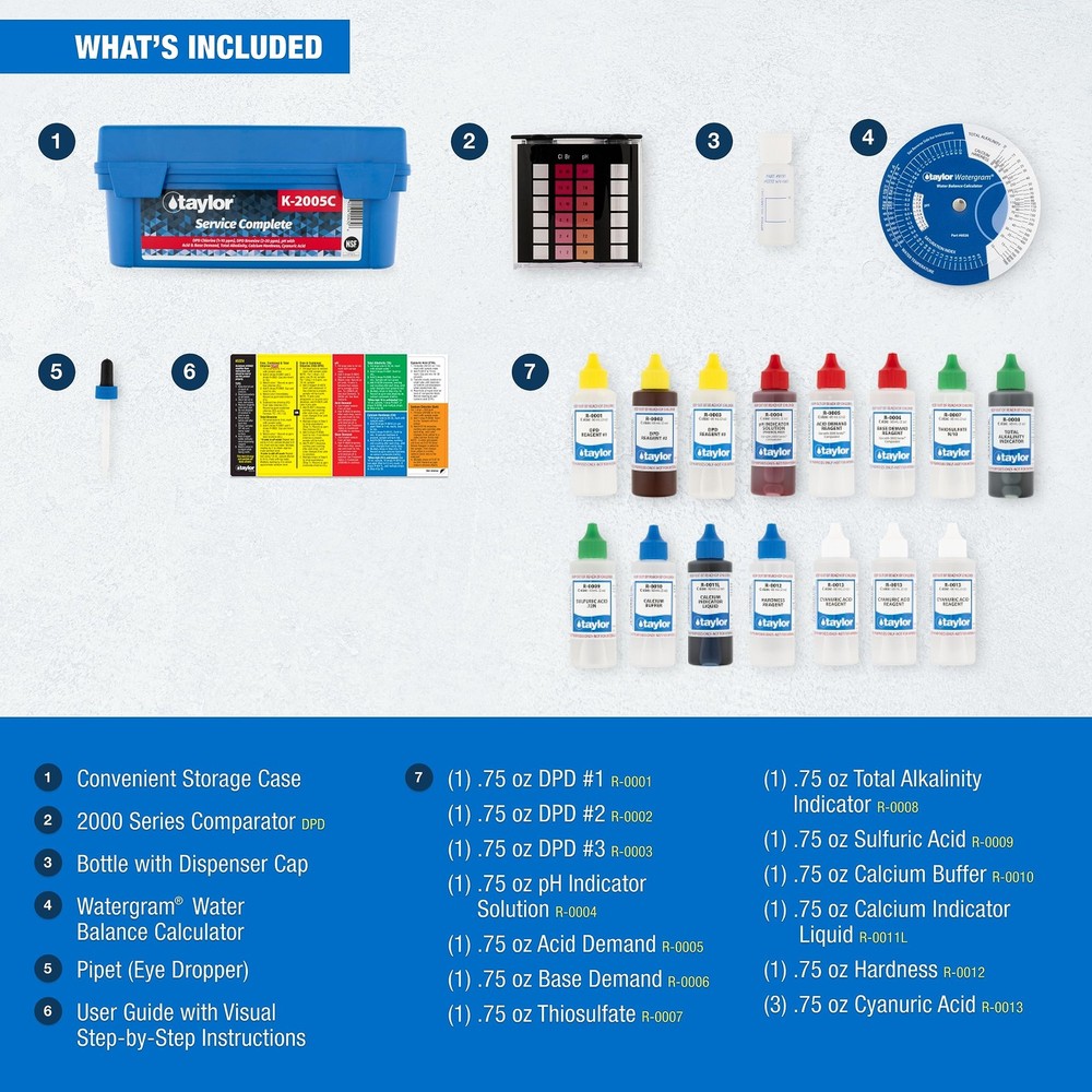 Taylor Complete Pool Spa Test Kit High Range K-2005C 2oz Reagents