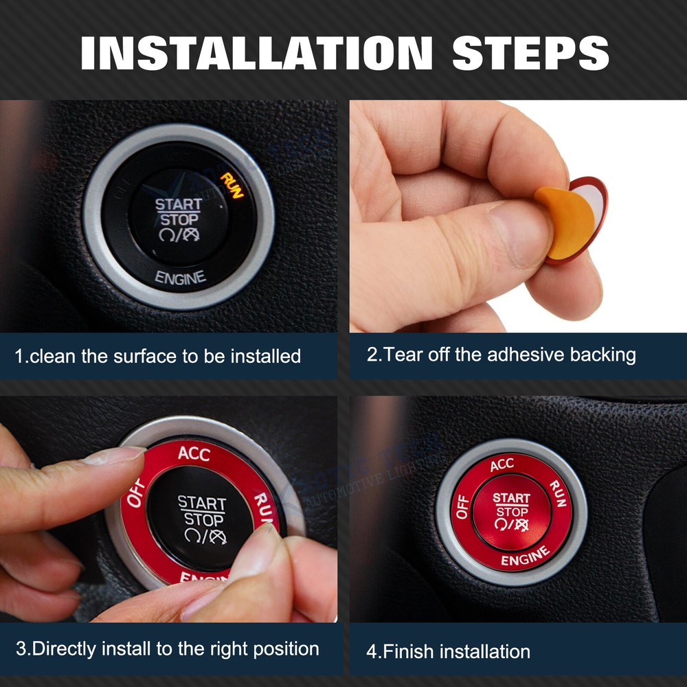 Keyless Engine Push Start Button & Surrounding Ring For Dodge Charger Challenger