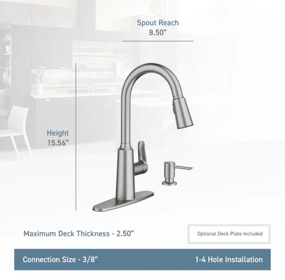 Moen Edwyn Matte Black Single Handle Pull-down Kitchen Faucet w/Sprayer Function