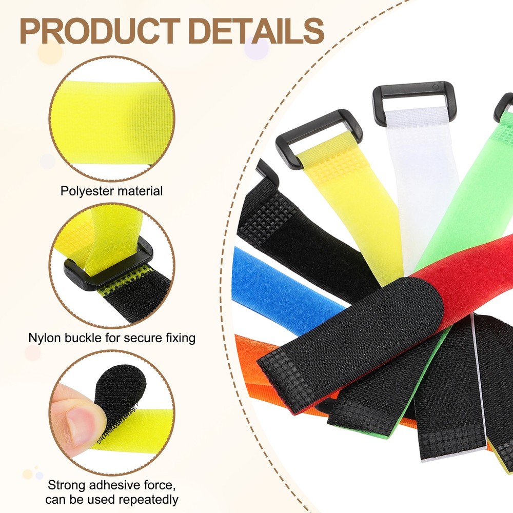 10pcs Reusable Cinch Straps 0.8"x6" Hook and Loop Cable Securing Straps, Yellow