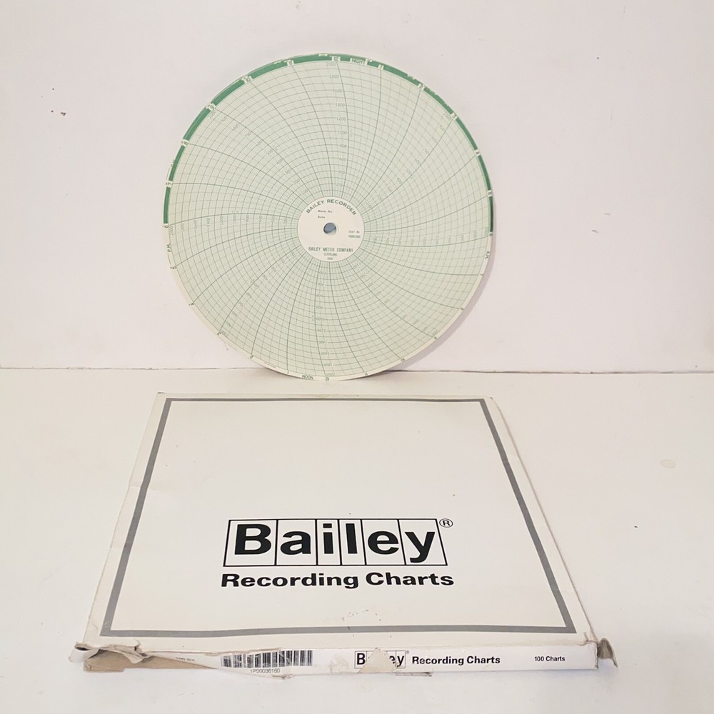 Bailey Graphic Controls Recorder Chart Circular Paper 100 Pack 11"  #1000K2000