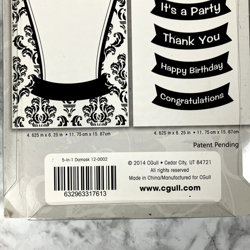 CGull Damask Frame Embossing Folder Set 5-in-1 Interchangeable Greeting Card