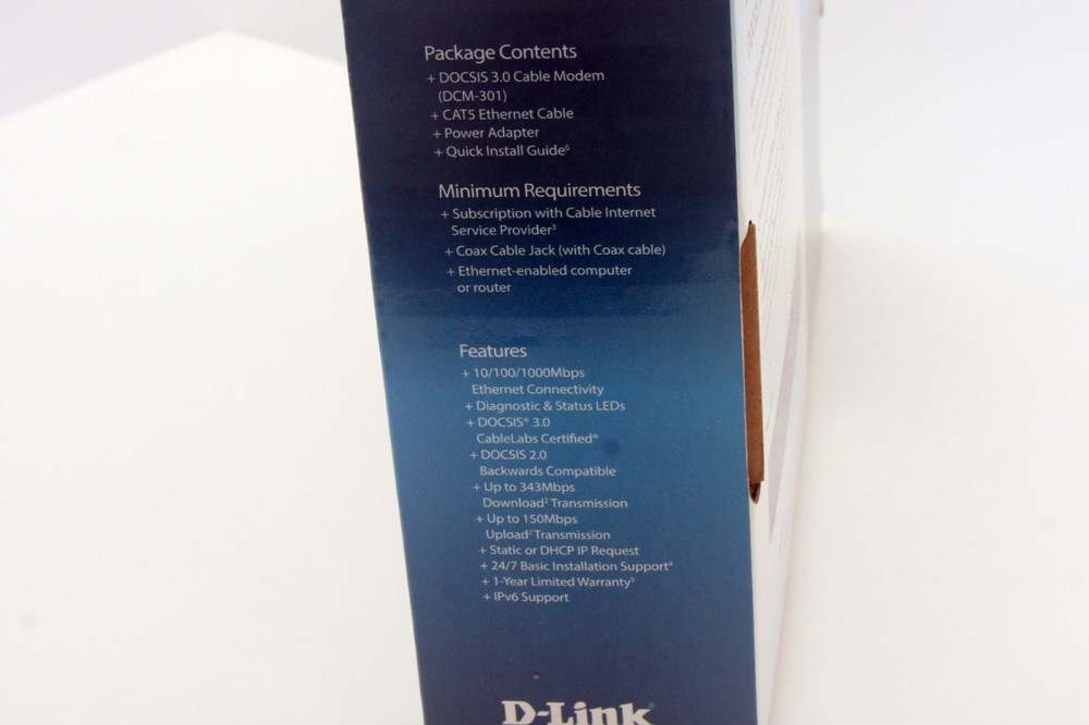 D-Link DOCSIS 3.0 Cable Modem DCM-301 Cox Comcast Xfinity