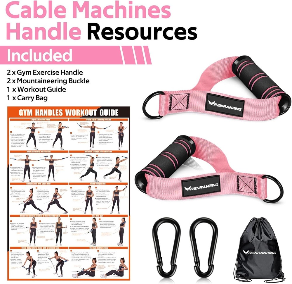 Gym Exercise Handles, Replacement Handle Attachments for Cable Machine Pulley...
