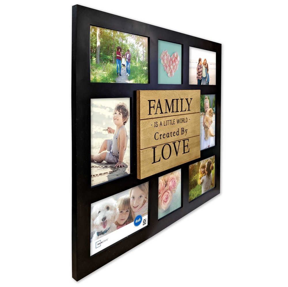 Mainstays 8-Opening Plaque Sentiment Collage Picture Frame, Black