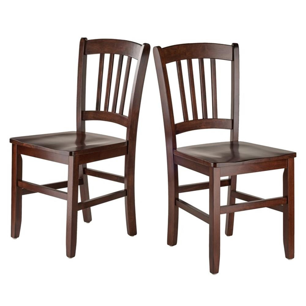 Winsome Perrone 3-Piece 48" Transitional Solid Wood Dining Set in Walnut