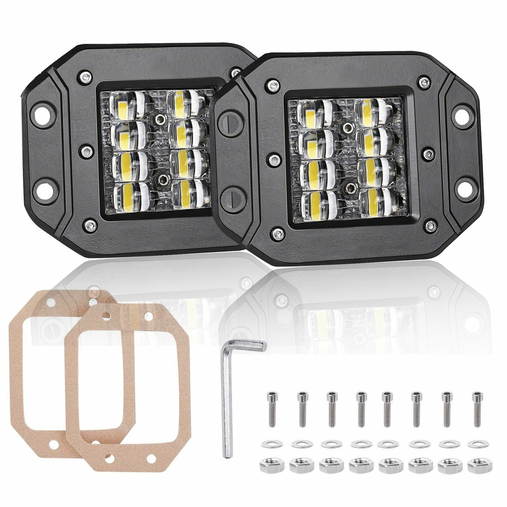 5" Flush Mount LED Work Lights Backup Reverse Bumper Off-Road Driving Cube Pods