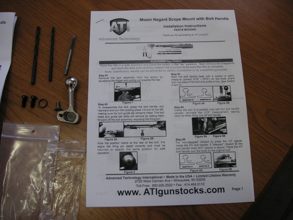 Assembly hardware with Bolt Handle for Double Rail Scope Mount for Mosin Nagant