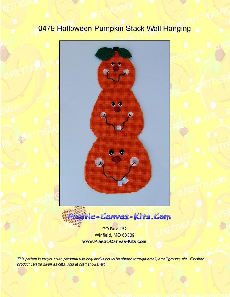 Halloween Pumpkin Stack Wall Hanging-Plastic Canvas Pattern or Kit