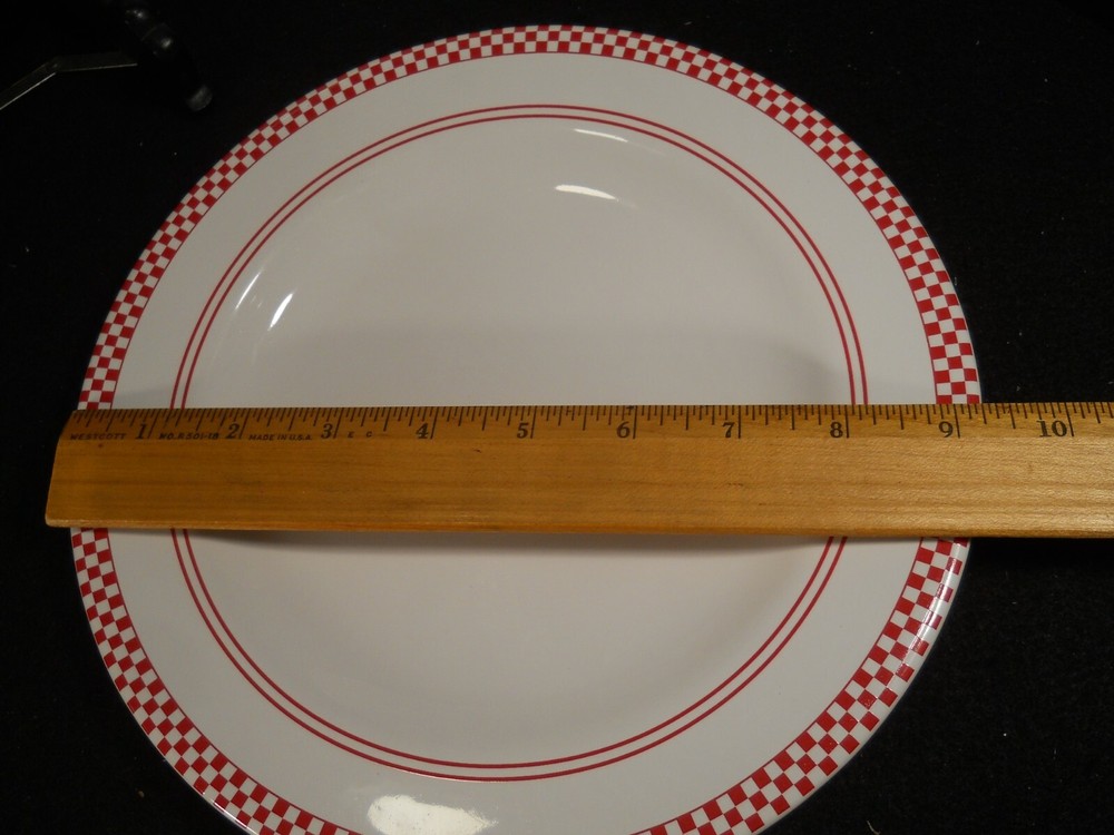 Emeril Red Checkboard Dinnerware~4 pc Place Setting~Dinner/Luncheon/Salad