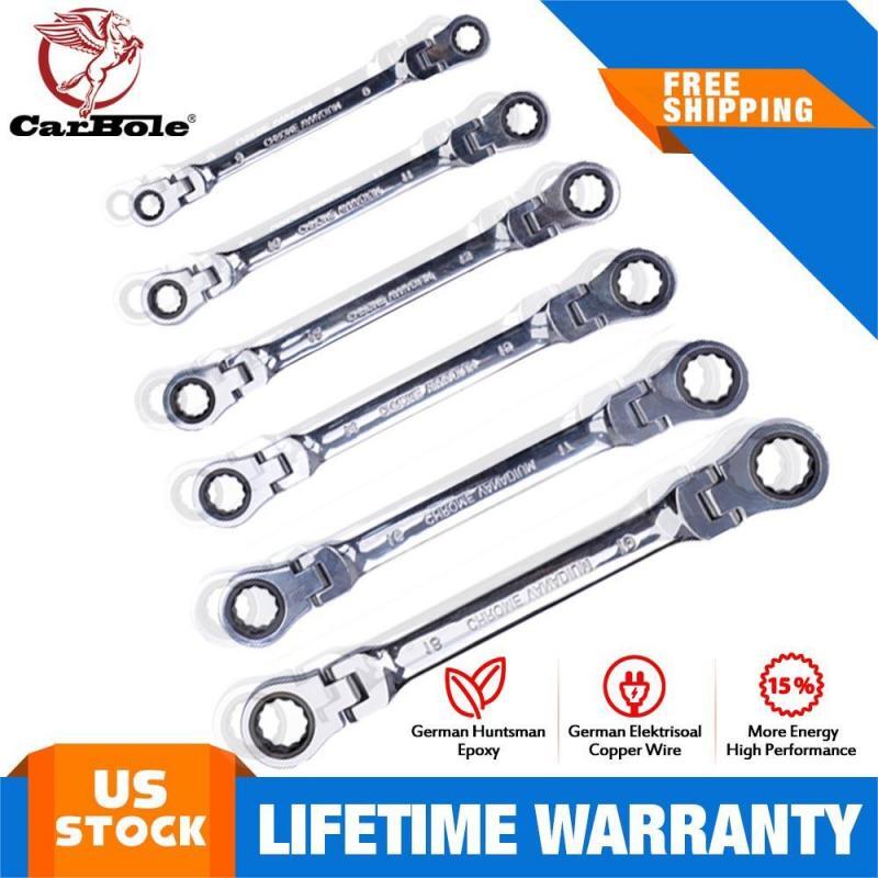 Universal 6Pcs Double Box End Ratcheting Wrench Flex-Head Extra Long Spanner Set