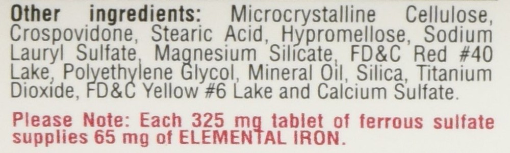 6 Pack Major Ferosul Ferrous Sulfate 325Mg Red Tablets 100 Each