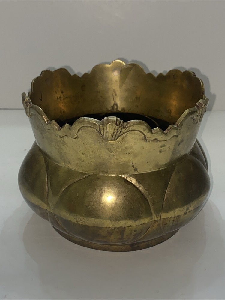 Vintage Solid Brass Bowl Planter Vase Heavy