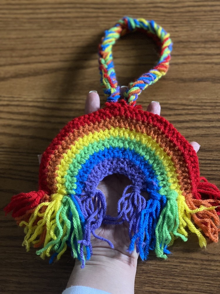 Crochet rainbow Car Hanging