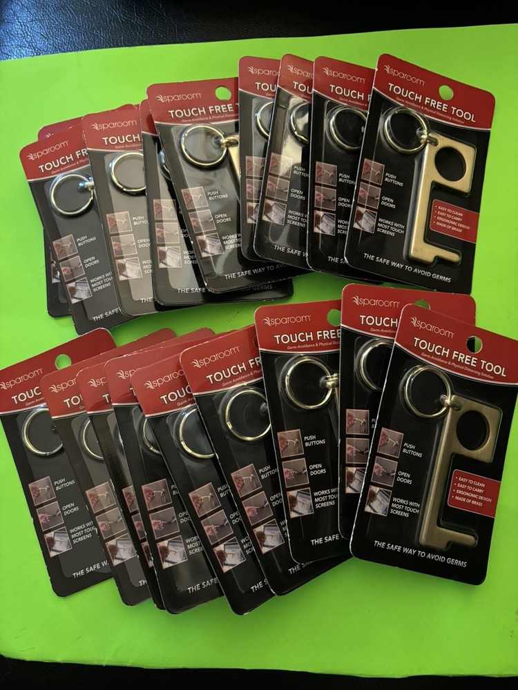 18 Sparoom Keychains Touch Free Brass Tools Avoid Germs & Distance Solution Ring