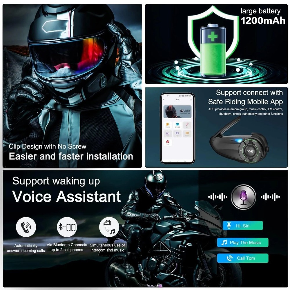 EJEAS Q8 BLUETOOTH 5.1 MOTORCYCLE HELMET INTERCOM