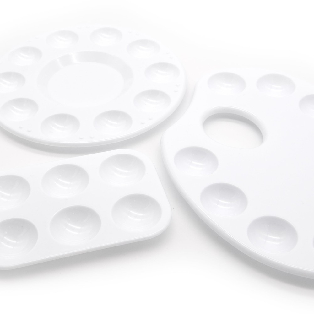 Hello Hobby White Craft Plastic Paint Palettes 3 Pack