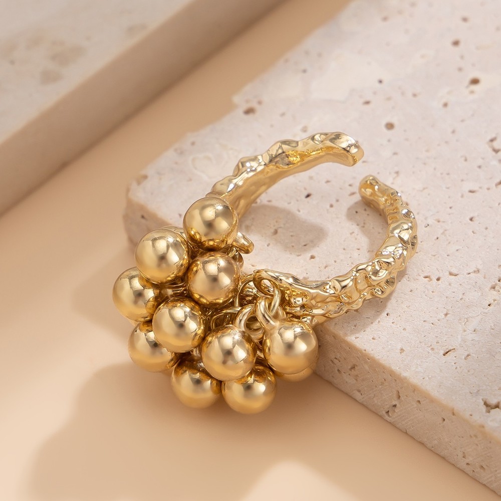 Luxury Beaded Cluster Statement Ring – Gold or Silver Tone – Adjustable Designer