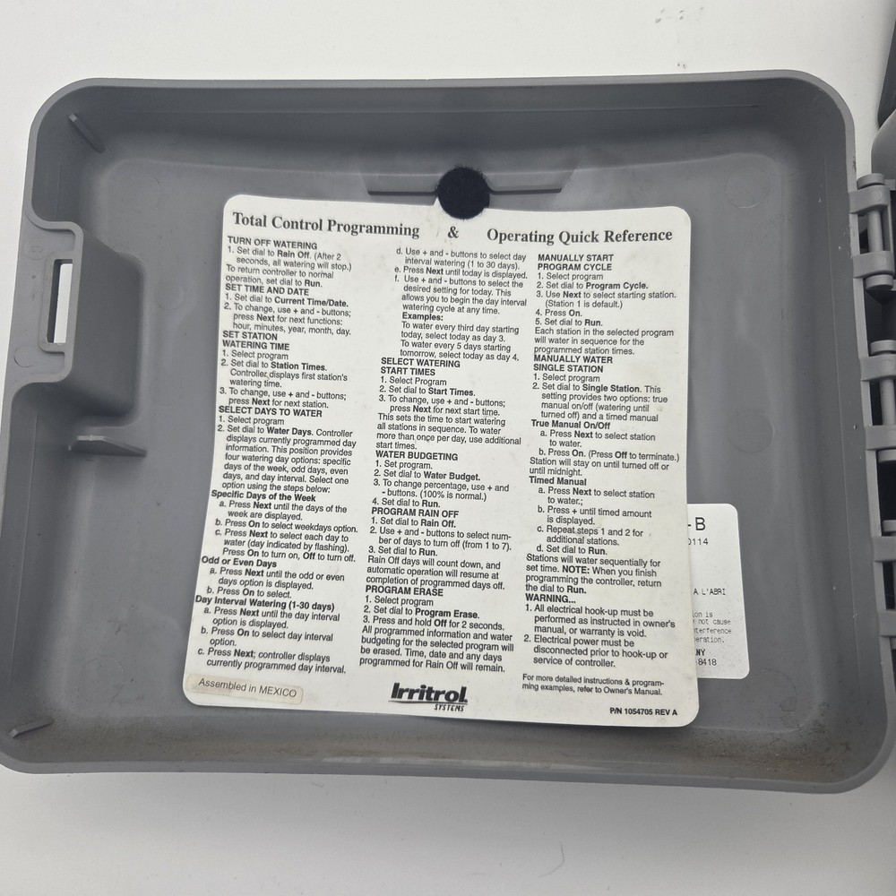 Irritrol System Total Control TC-6IN-B 6 Station Sprinkler Controller - Tested
