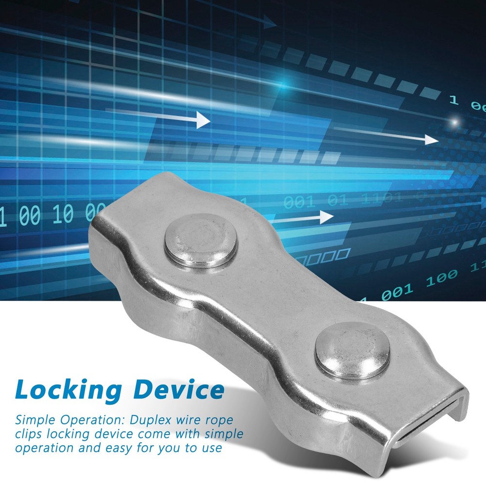20Pcs M2 Wire Rope Clip StainlessSteel Cable Clamp Caliper Duplex Locking Device