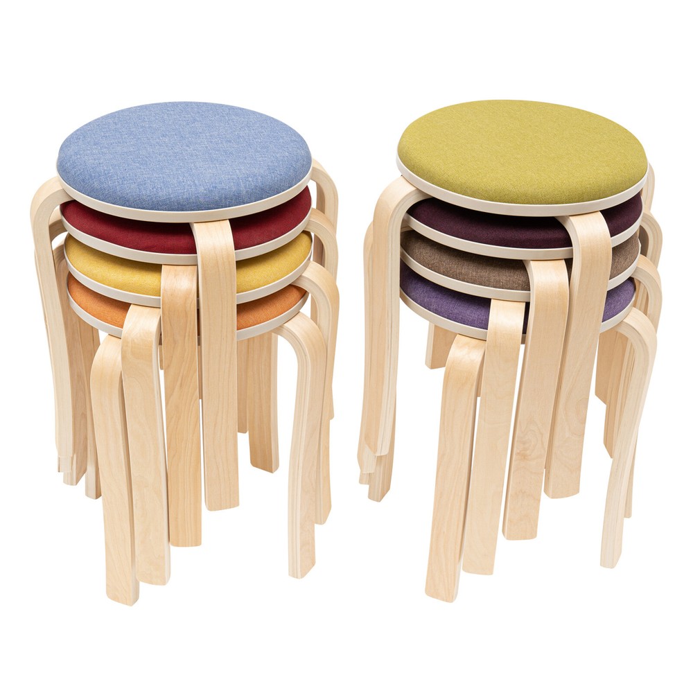 NEW Set of 8 Stacking Wooden Stools, Stackable Stools, Stackable Round Stools