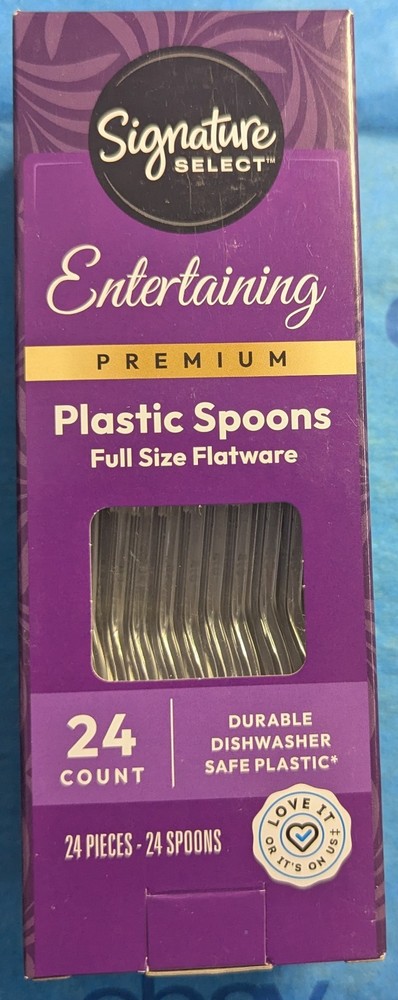 Signature Select Entertaining Premium Plastic Spoons 24 Count New