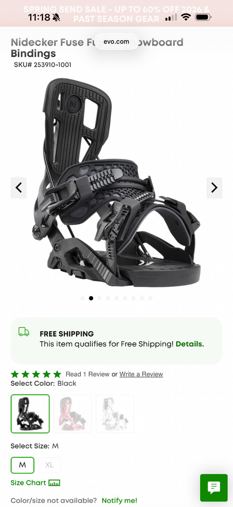 nidecker flow Fuse hybrid snowboard bindings black XL