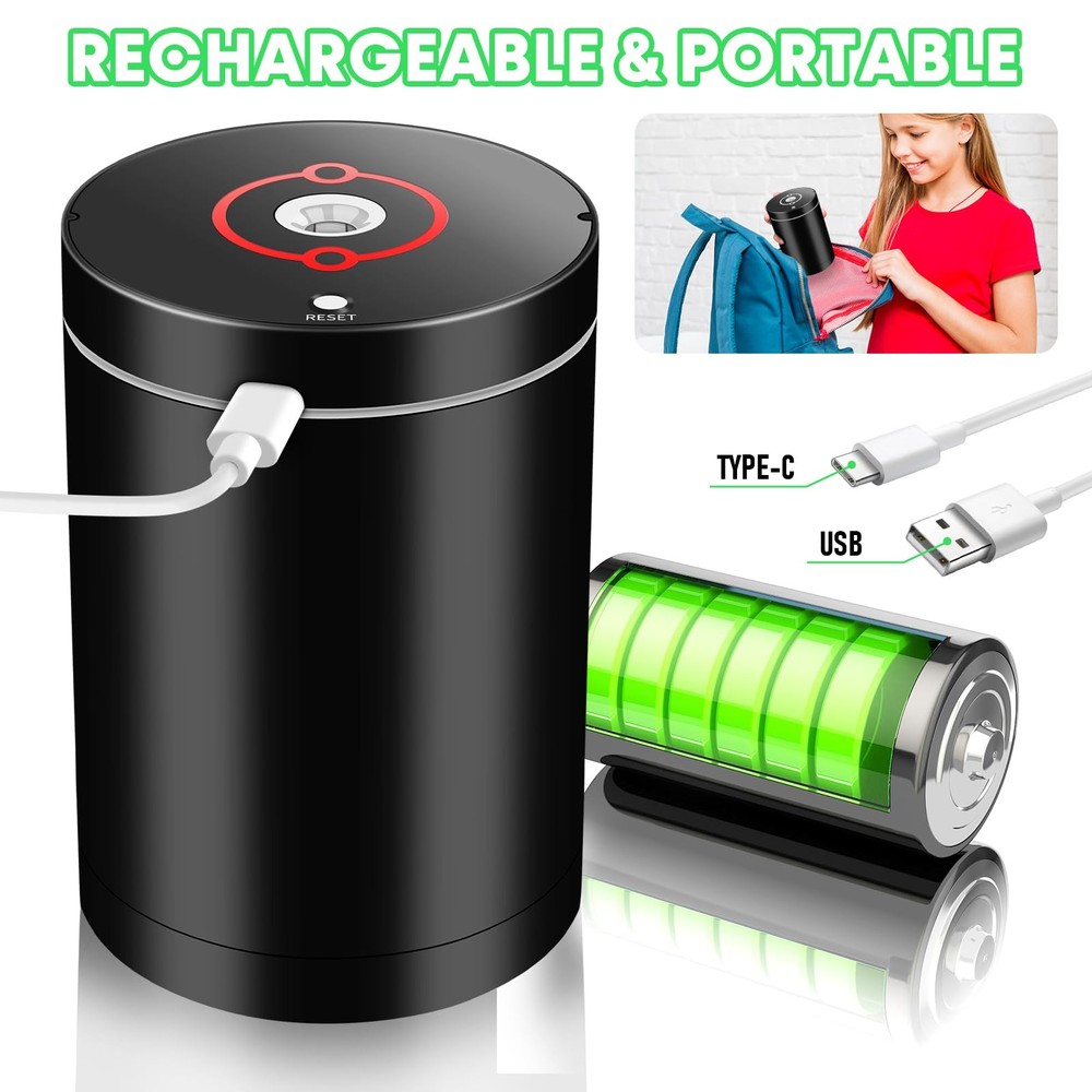 Fully Automatic Electric Pencil Sharpener,Rechargeable Smart Black
