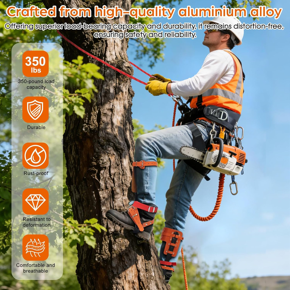 Tree Climbing Spikes Set, Tree Climbing Gear with Adjustable, 350Lbs Load Capaci