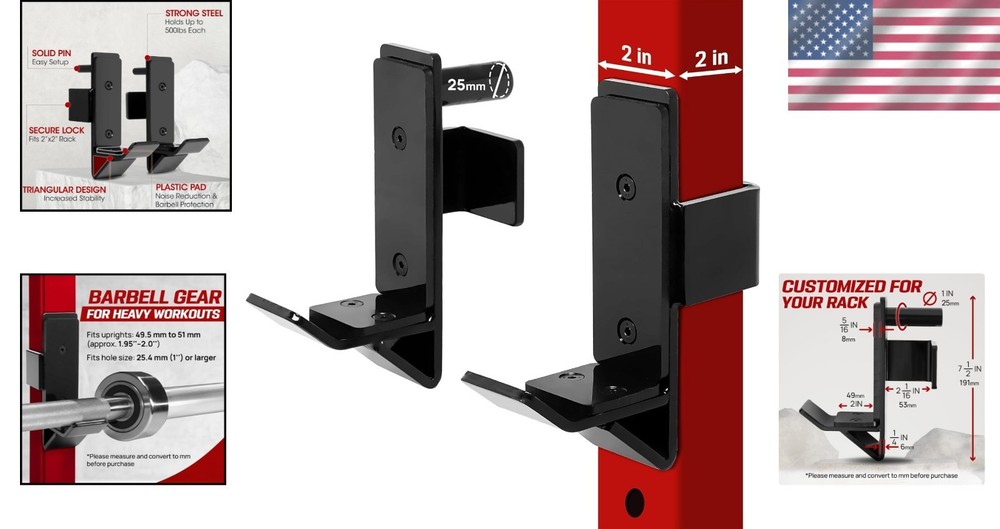 Heavy-Duty Power Rack J-Hooks & Attachments for Secure Barbell Support