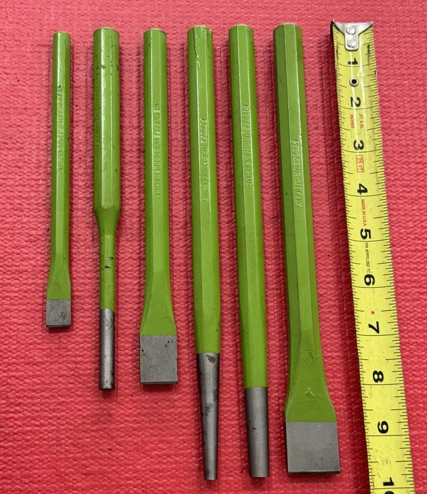 Pittsburgh Tools 6 PC, Green Chisel and Punch Set