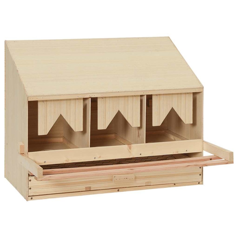 Chicken Nesting Boxes 3 Compartments Hen Laying Nest Solid Wood Pine vidaXL