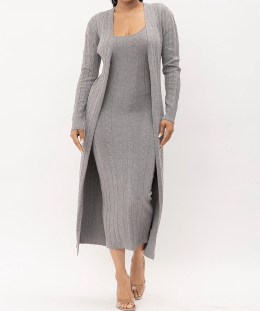 Grey Knit maxi dress set