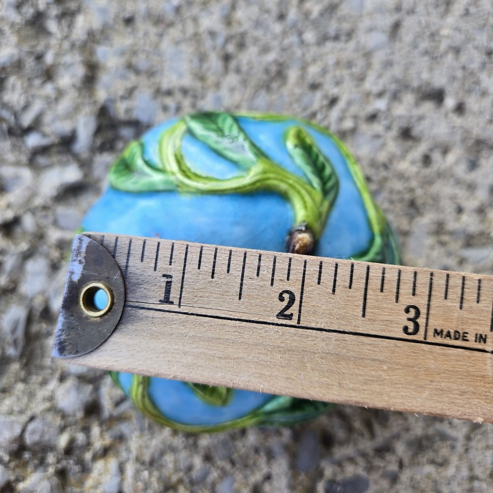Enamel Trinket Blue Dish Leaves