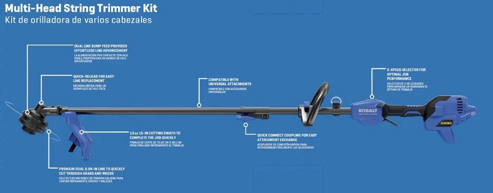 Kobalt 24-volt 15-in Split Shaft Attachment Capable Battery String Trimmer 4.0 A