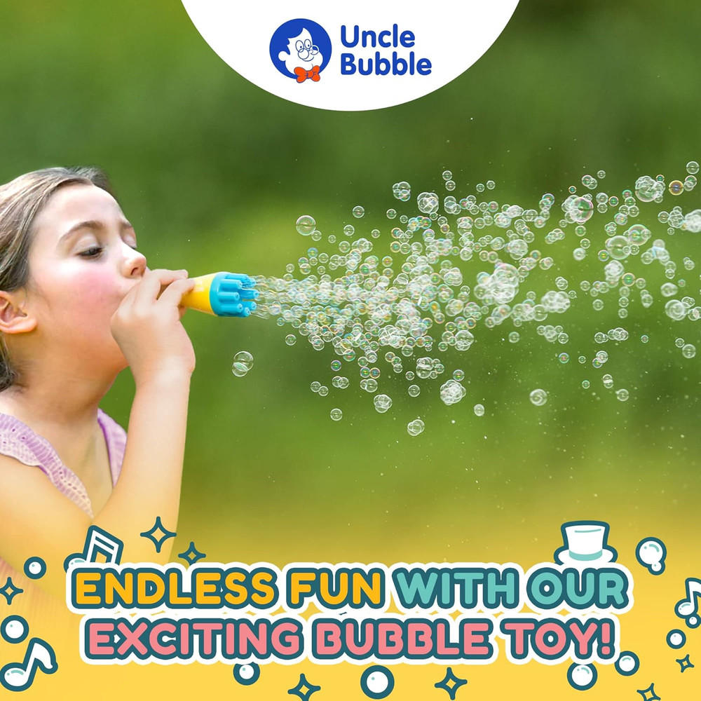 Uncle Bubble Mini Bubble Blower - Non Toxic Plastic Confetti Bubbler