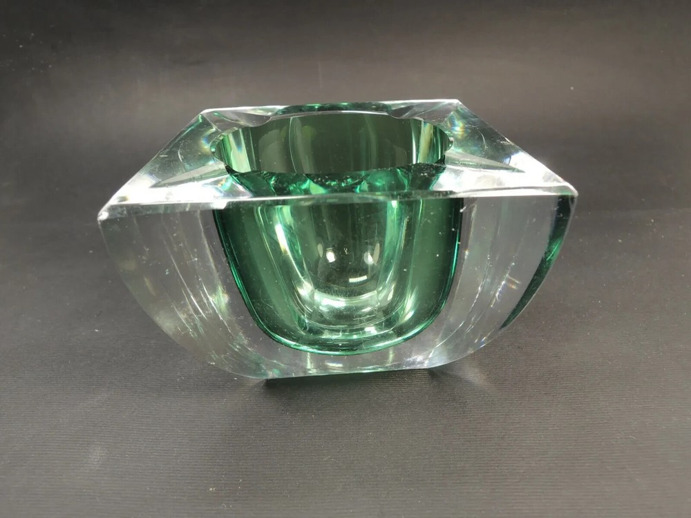Val St Lambert Heavy Modern Glass Ashtray