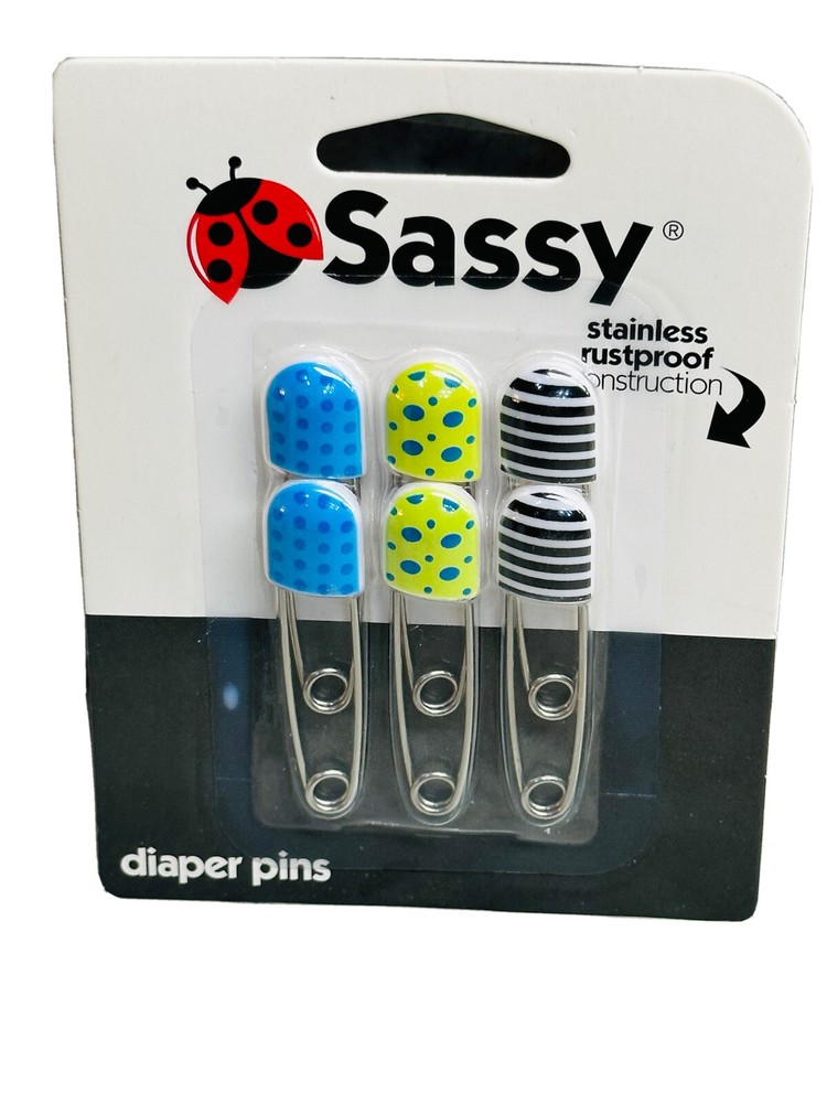 Sassy Stainless Rustproof Construction Diaper Pins(6Pack)Baby