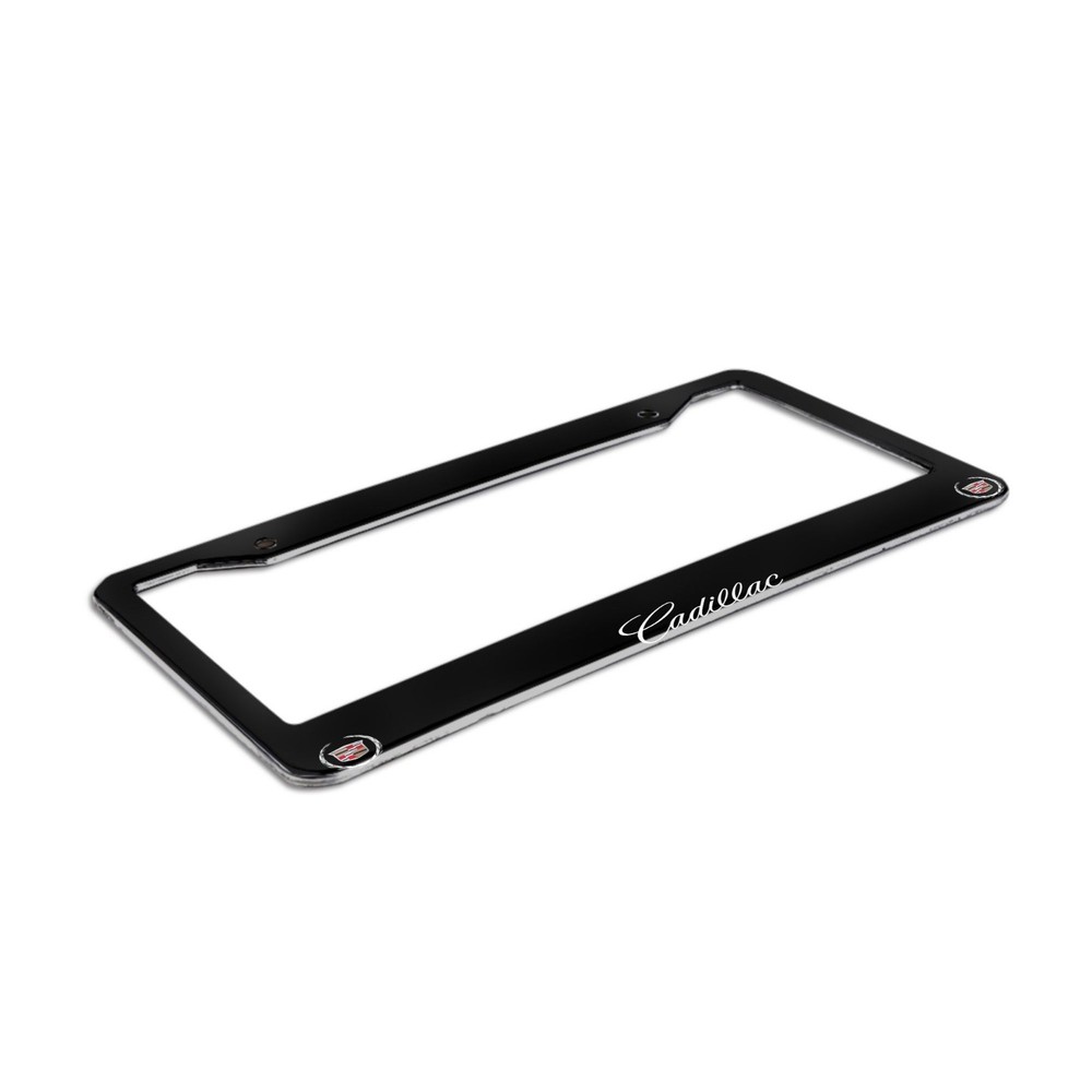 Cadillac 2 Pack 2 Holes Solid Aluminum License Plate Frame Holder Black
