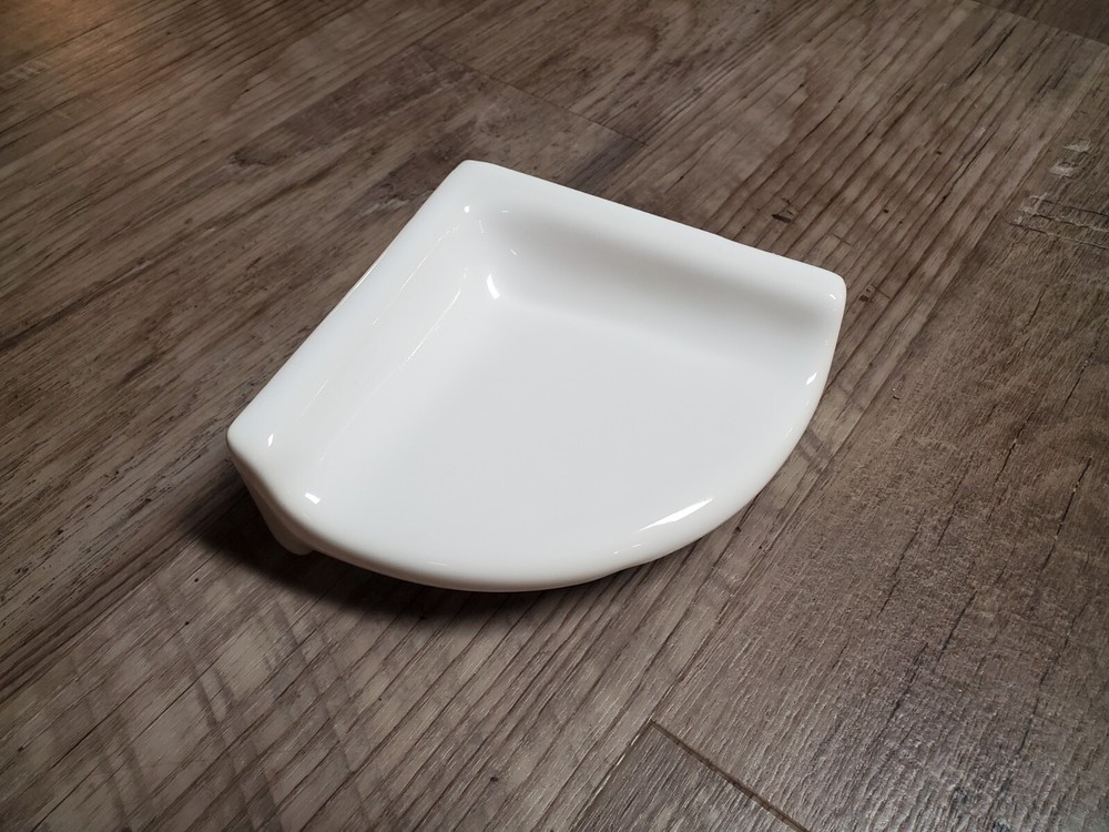 Ceramic Glossy White 5.5" Reversible Corner Shower Shelf