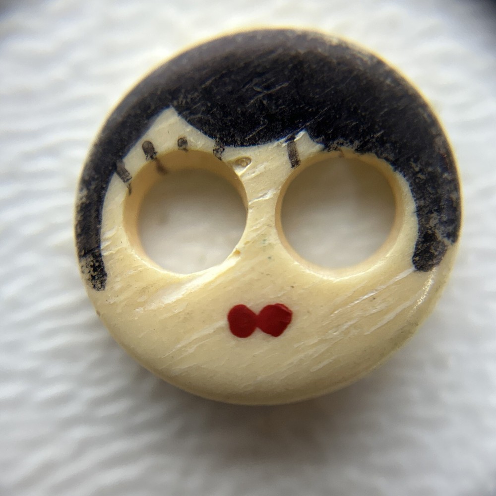Vintage Bone Painted Underwear Button Flapper Large Holes