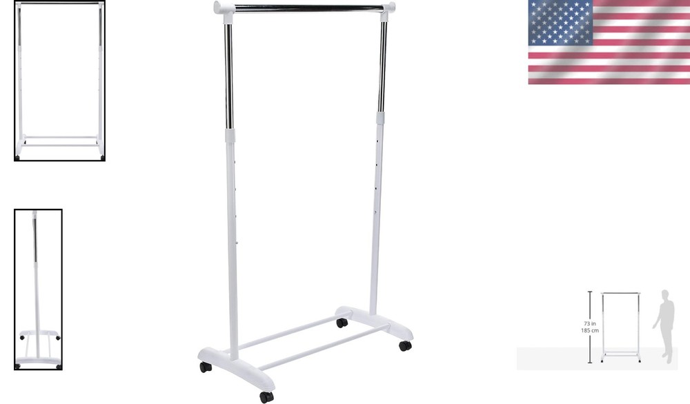 Chic Rolling Garment Rack with Adjustable Height - Ideal for Closet Organization