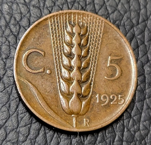 1925 Italy 5 Centesimi Coin
