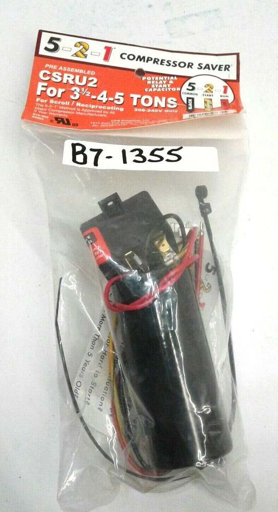 CPS Products CSRU2 5-2-1 Compressor Saver Potential Relay & Start Capacitor